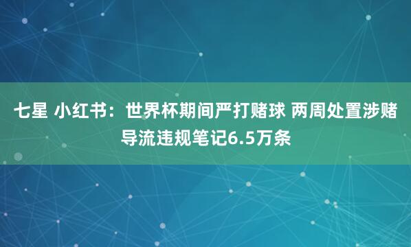 七星 小红书：世界杯期间严打赌球 两周处置涉赌导流违规笔记6.5万条